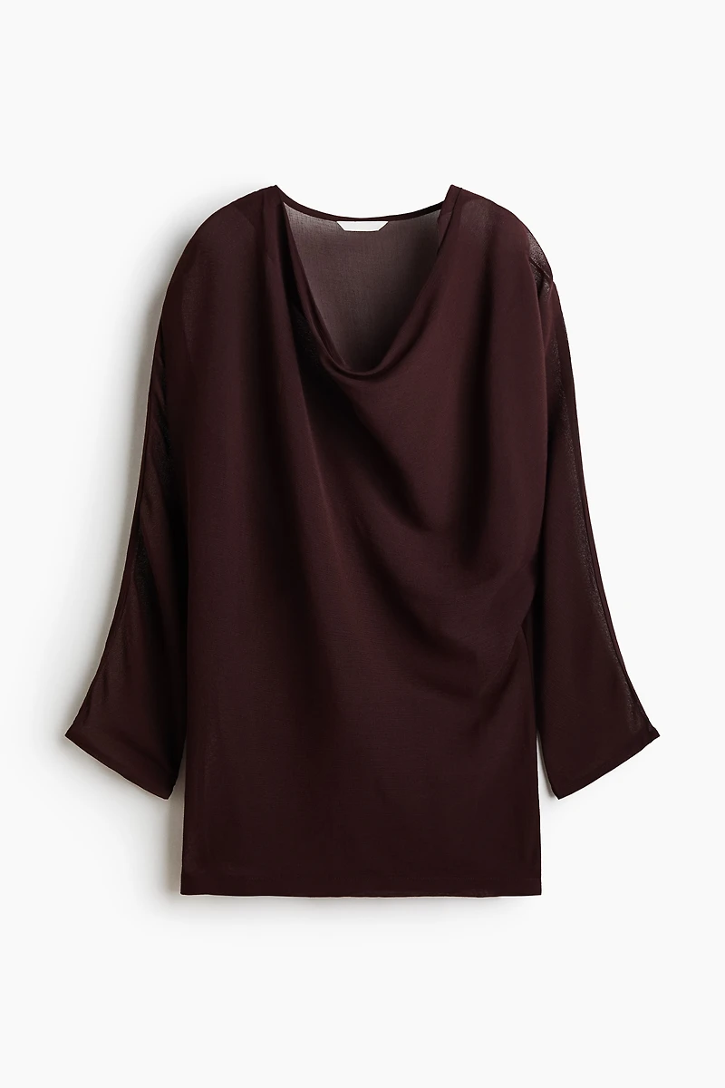 Fine-Knit Cowl-Neck Blouse