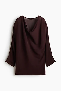 Fine-Knit Cowl-Neck Blouse