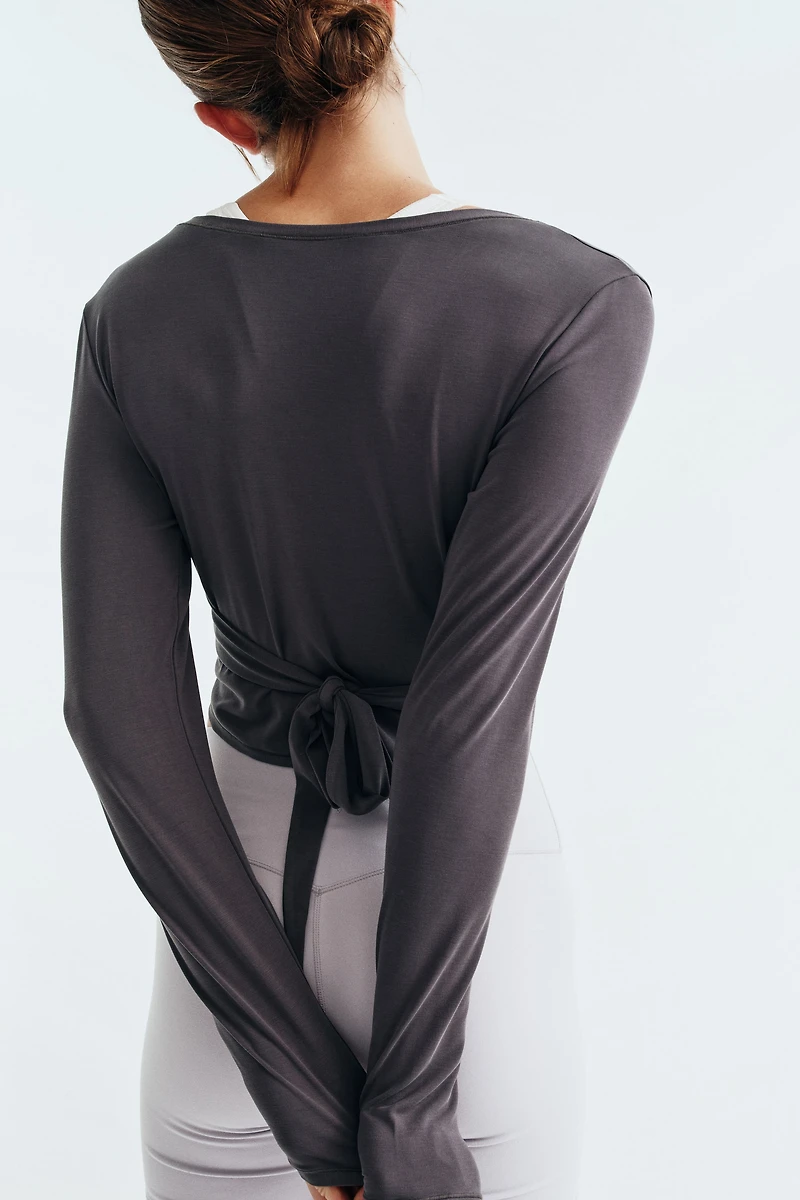 Tie-Front Yoga Crop Top with SoftMove™