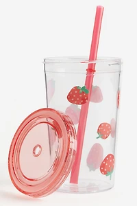 Patterned Plastic Mug with Straw