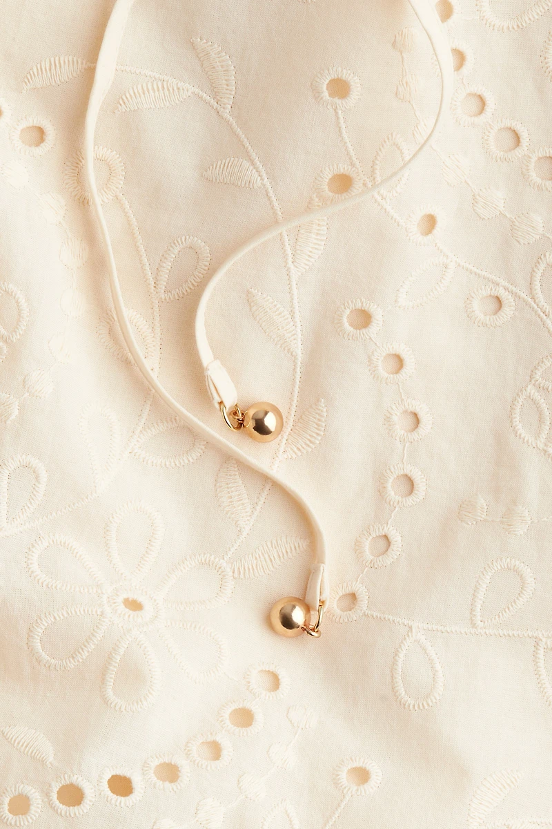 Eyelet-Embroidered Dress with Tie Belt