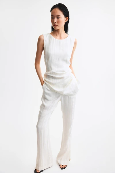 Open-Back Linen-Blend Top