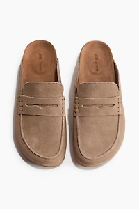 Mules mocassins en cuir