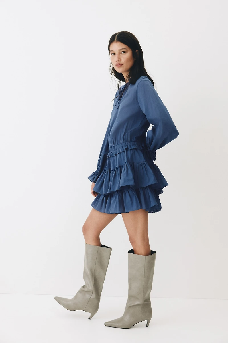 Flounced Cotton Dress