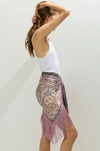 Fringed Satin Hip Scarf