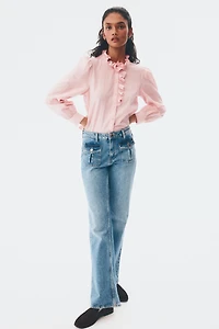 Ruffle-Collar Cotton Blouse