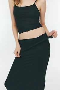 Foldover-Waist Maxi Skirt