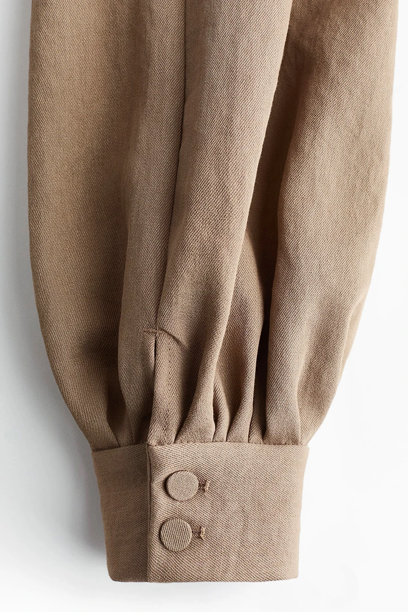 Balloon-Leg Twill Pants