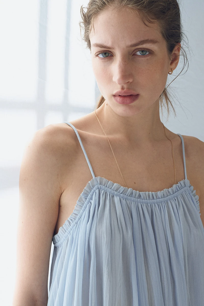 Lace-Trimmed Chiffon Strappy Dress