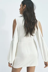 Balloon-Sleeved Open-Shoulder Dress