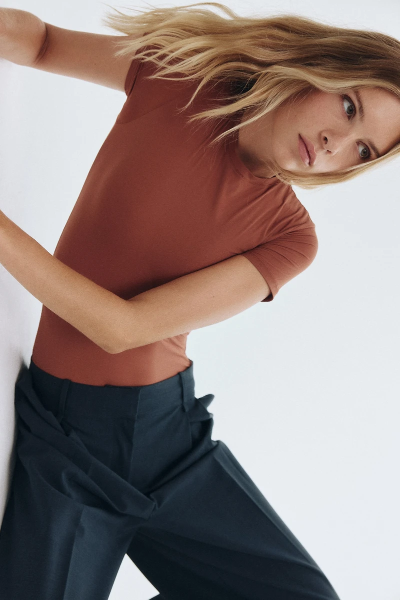 Short-Sleeved Microfiber Bodysuit