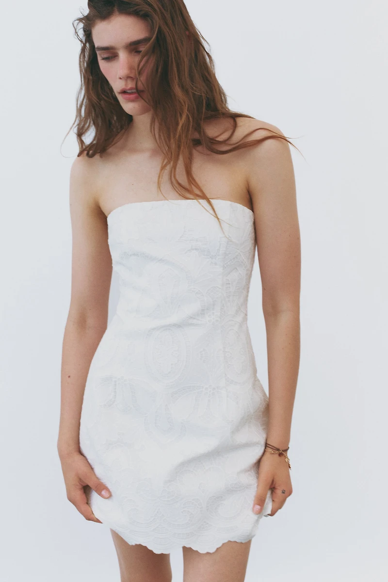 Embroidered Bandeau Dress