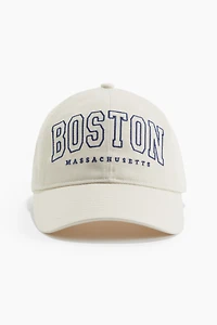 Embroidered-motif Twill Cap