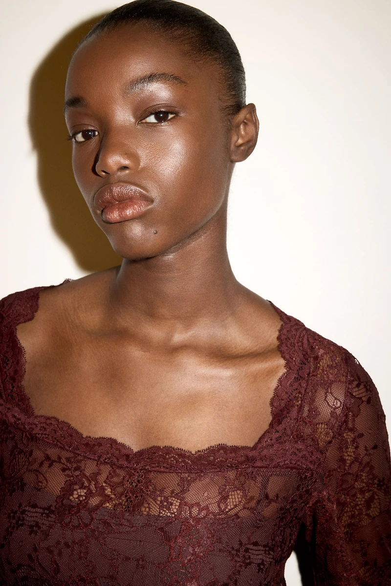 Long-Sleeved Lace Top