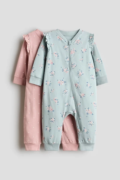 2-Pack Cotton Pajama Jumpsuits with Zipper