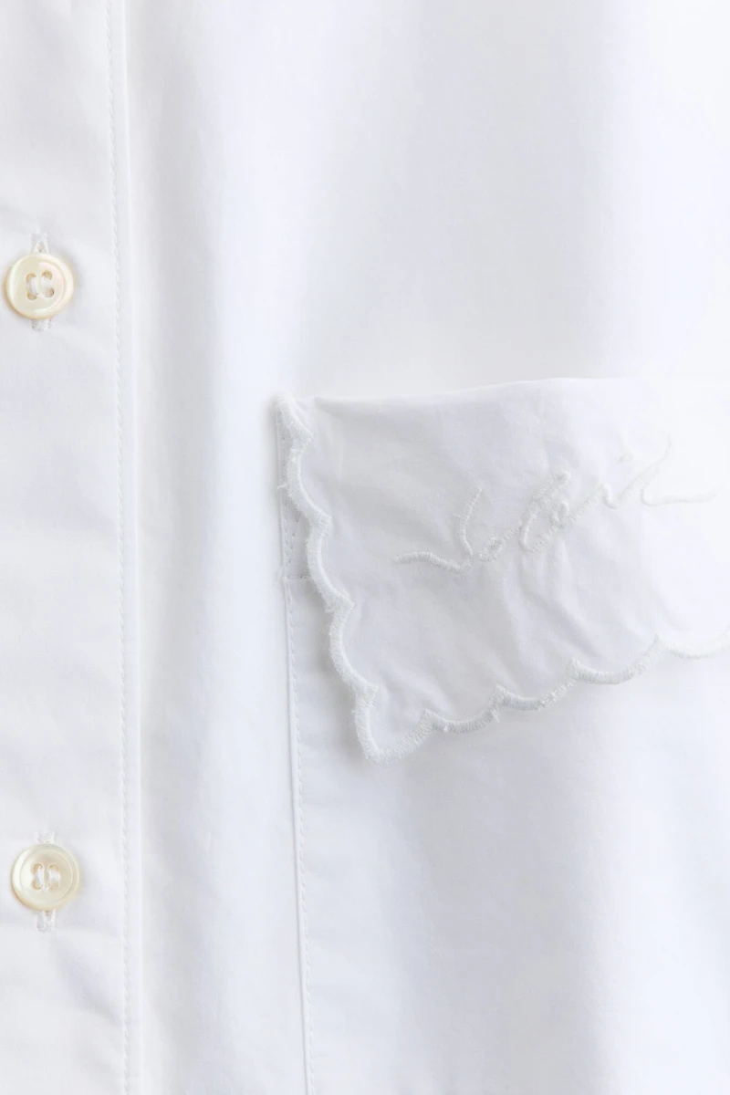 Ruched-Sleeve Poplin Shirt