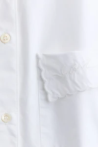 Ruched-Sleeve Poplin Shirt