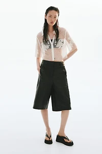 Bead-Detail Crochet-Look Shirt