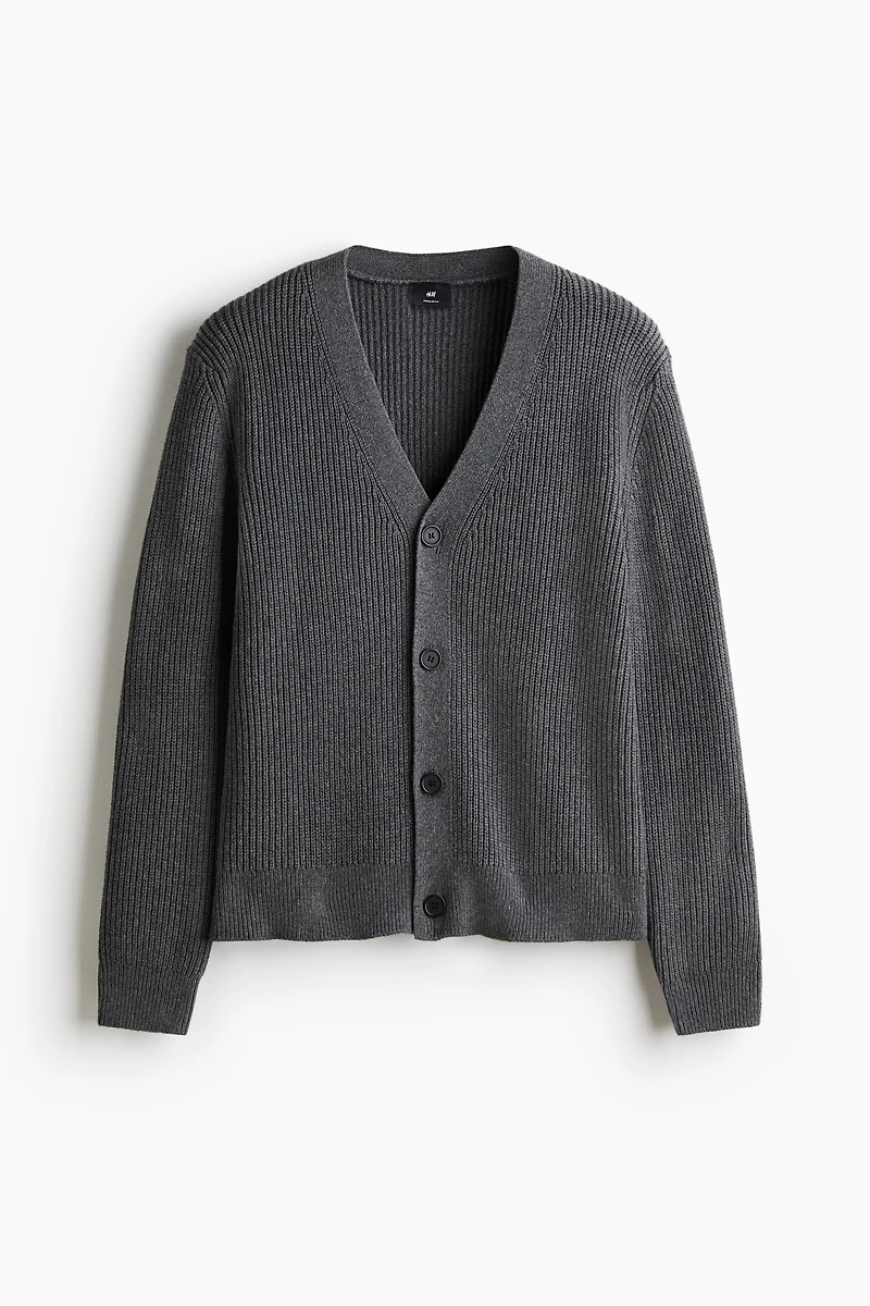Regular-Fit Rib-Knit Cardigan