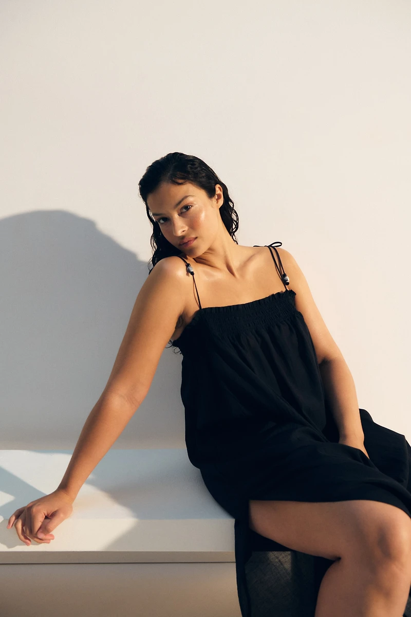 Tie-Shoulder-Strap Beach Dress