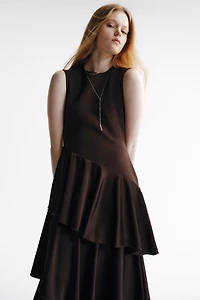 Robe en jersey romanite avec jupe satin