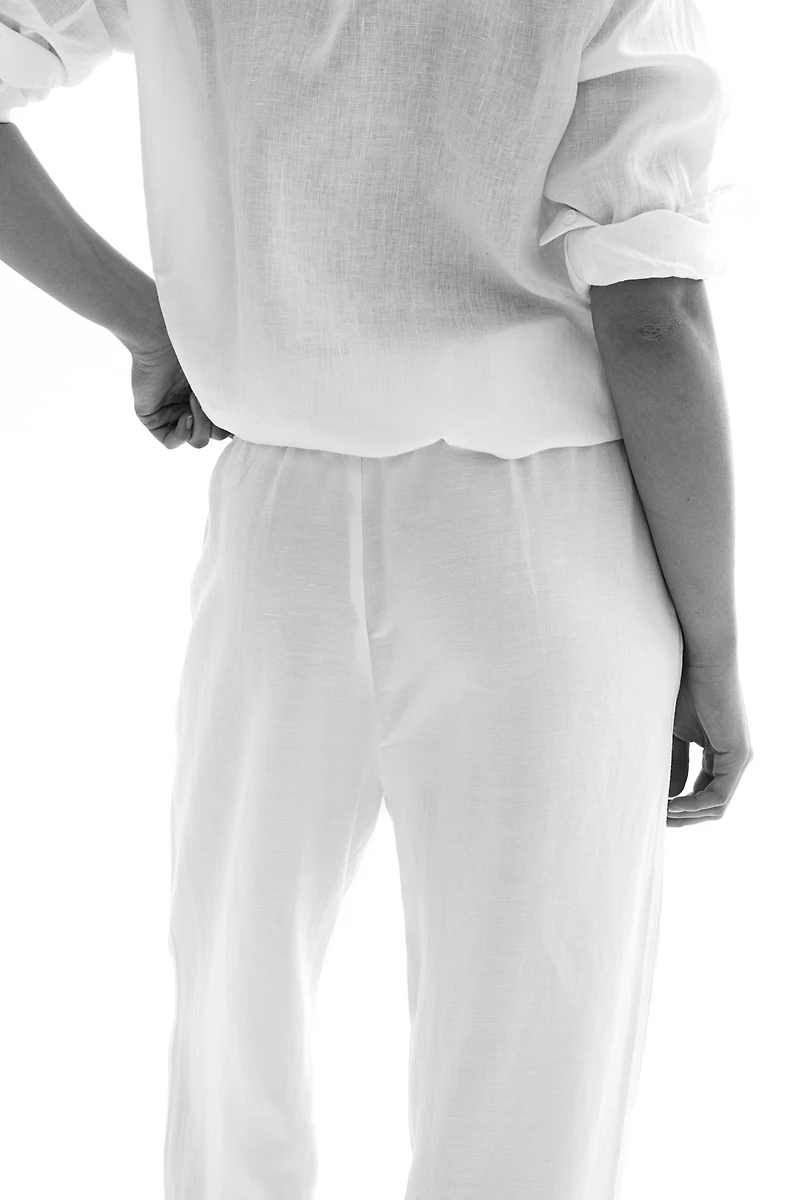 Pantalon en lin mélangé avec cordon de serrage