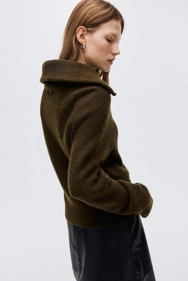 Gilet à fermeture éclair en laine mélangée