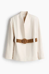 Belted Lapelless Jacket