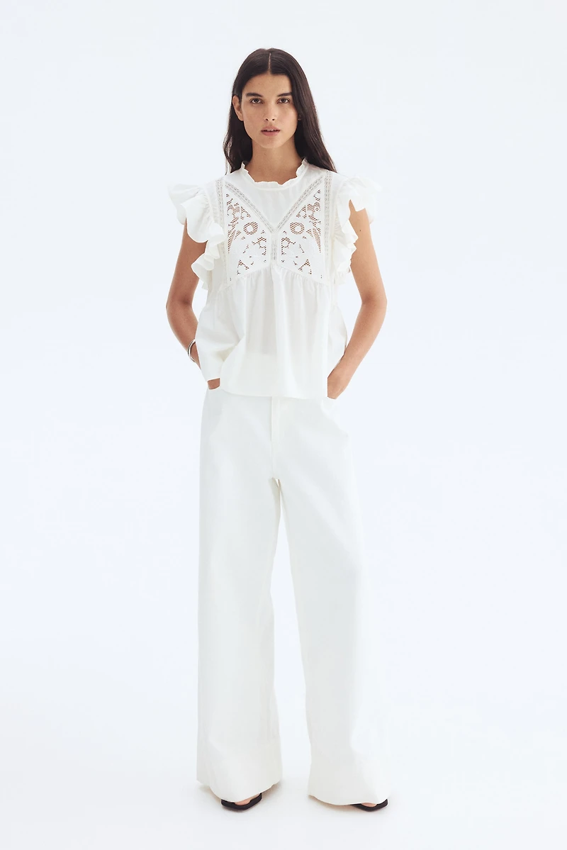 Blouse brodée en coton