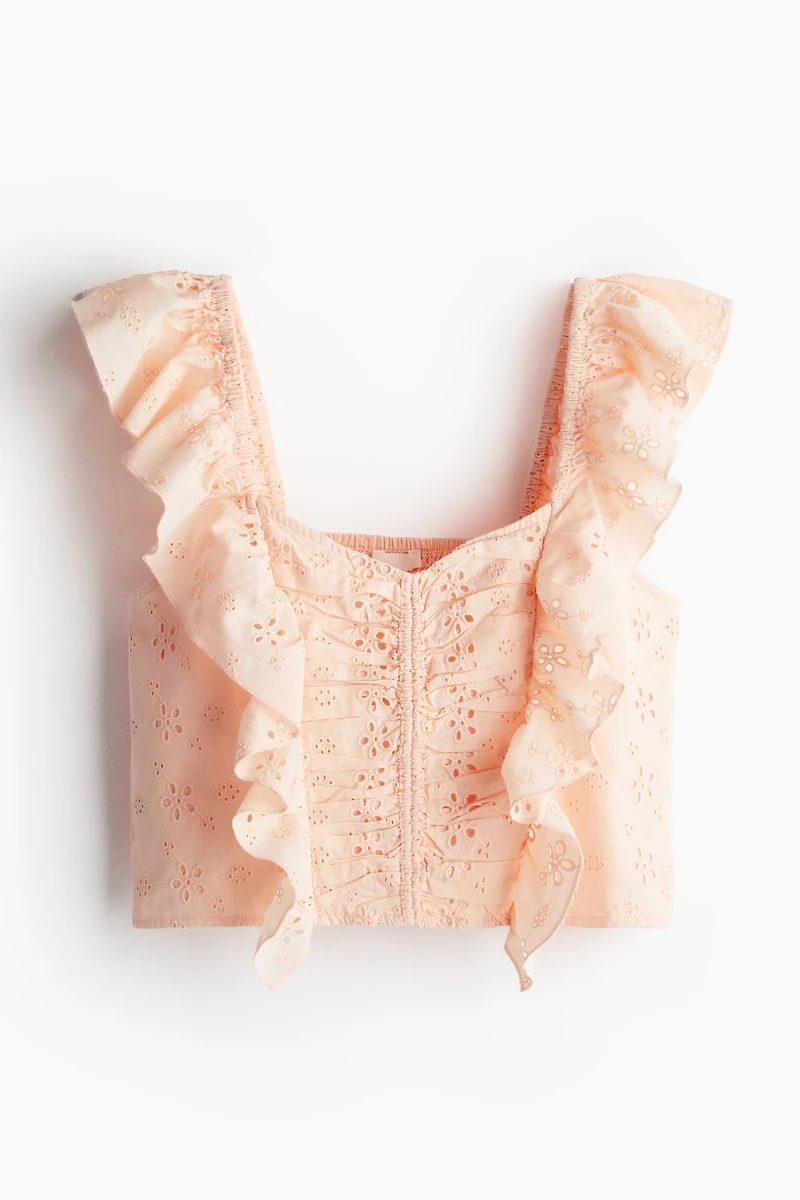Short Blouse with Eyelet Embroidery