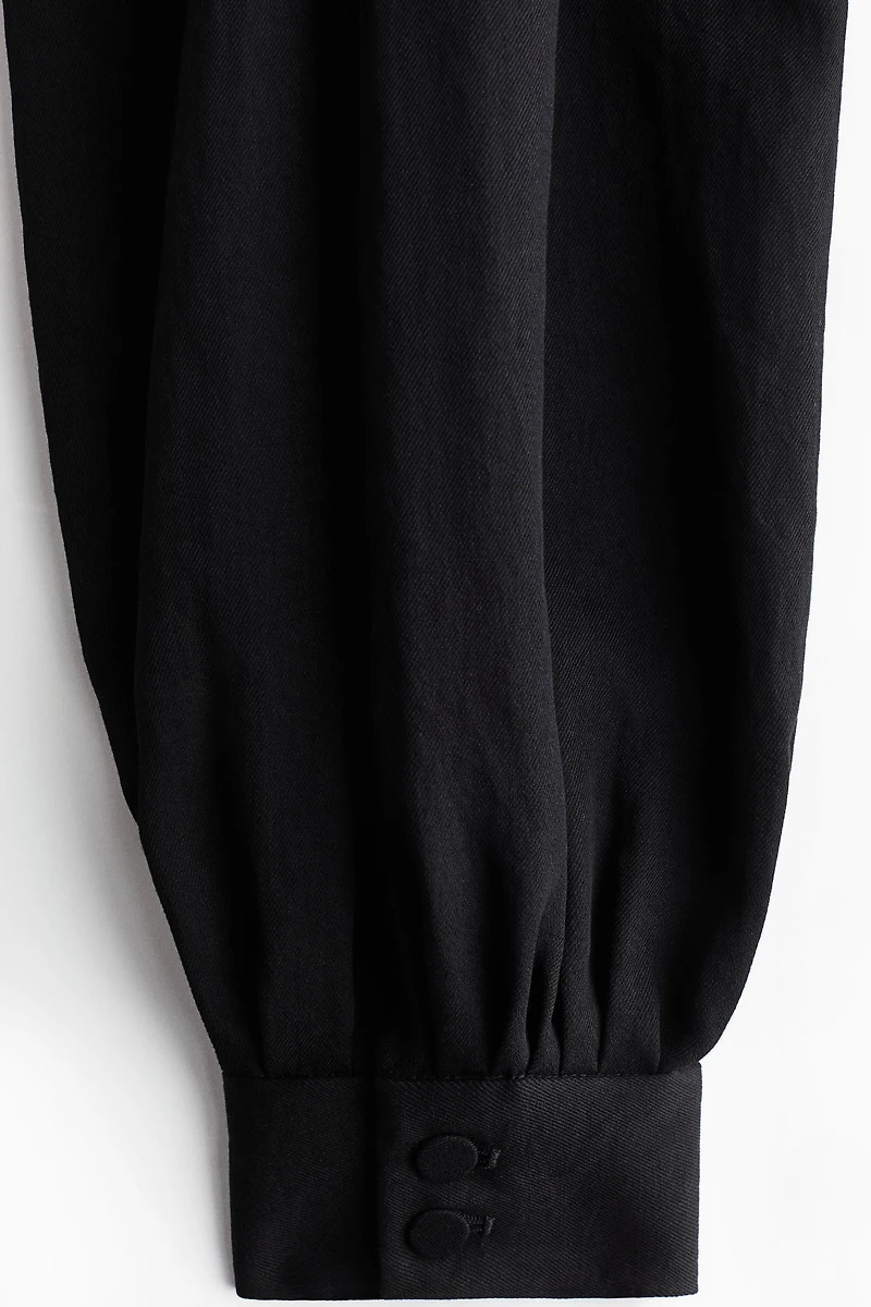 Balloon-Leg Twill Pants