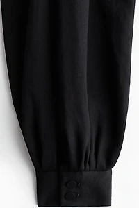 Balloon-Leg Twill Pants