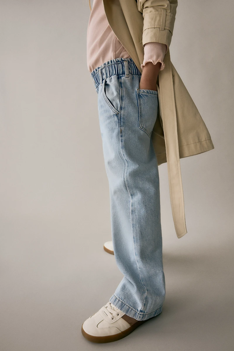 Wide Leg Paper-bag Jeans