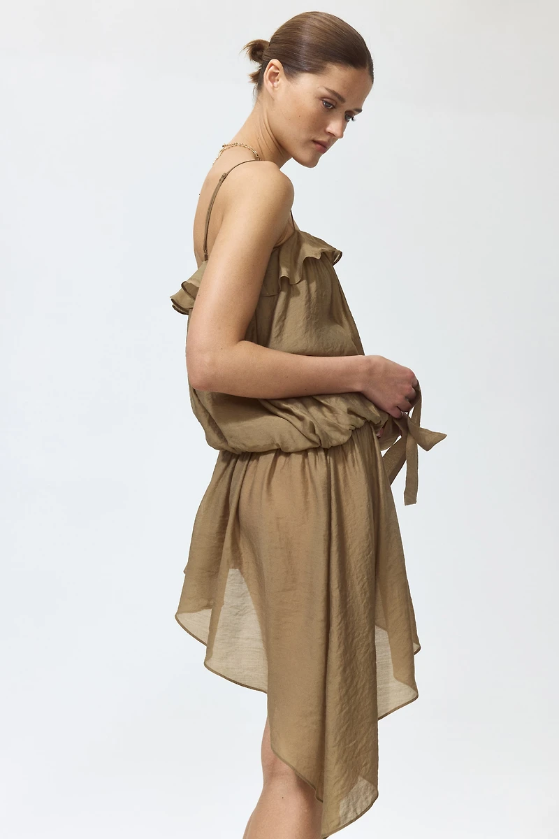 Asymmetric Dress with Flounce Trim