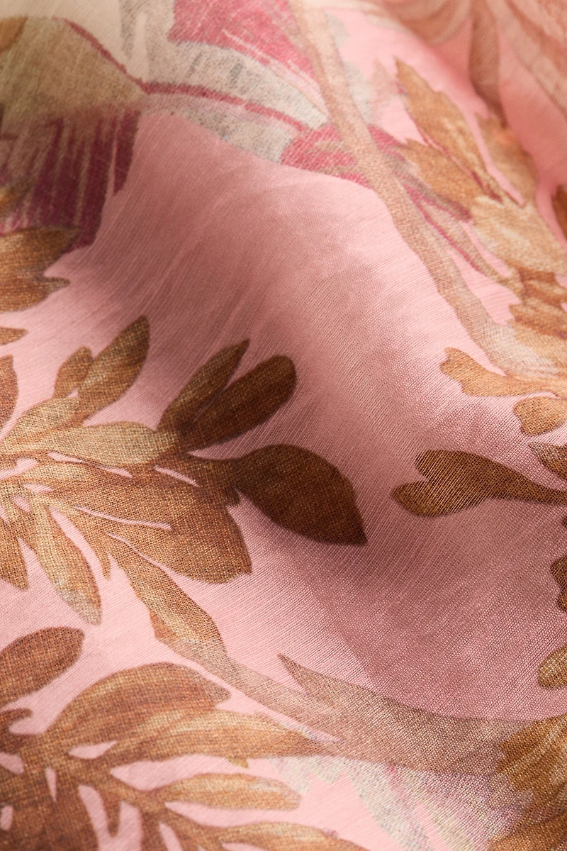 Flared Linen-Blend Skirt