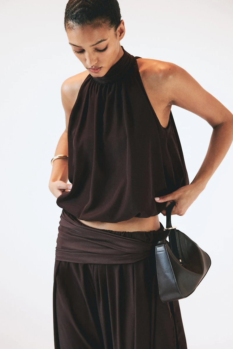 Bubble-Hem Halterneck Top