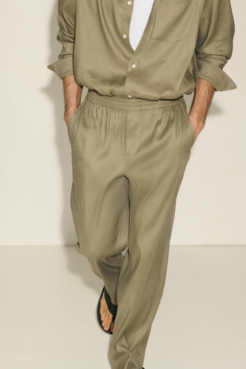 Easy Care Loose-Fit Linen-Blend Pants
