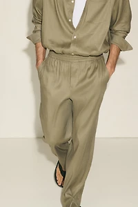 Easy Care Loose-Fit Linen-Blend Pants
