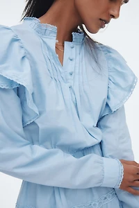 Ruffle-Trimmed Cotton Dress