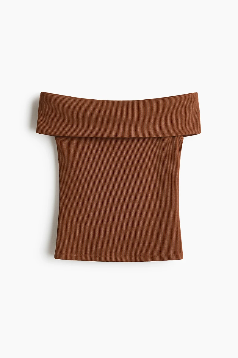 Rib-Knit Off-the-Shoulder Top