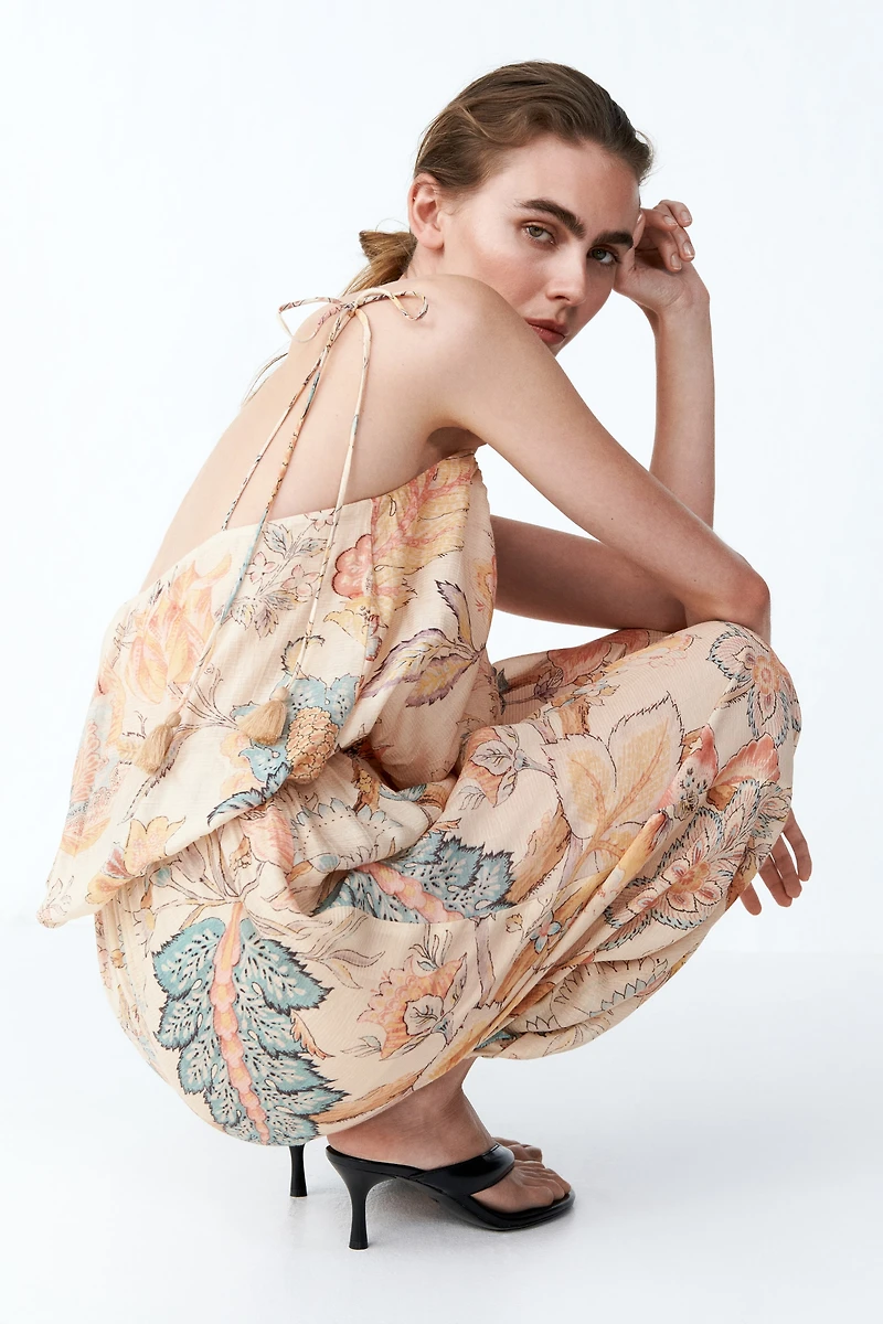 Balloon-Leg Tie-Strap Jumpsuit