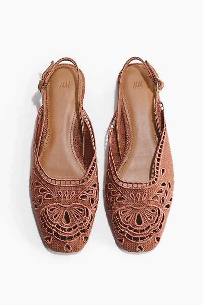 Eyelet-Embroidered Slingbacks