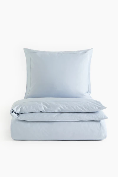 Ensemble couette lit simple en satinette de coton