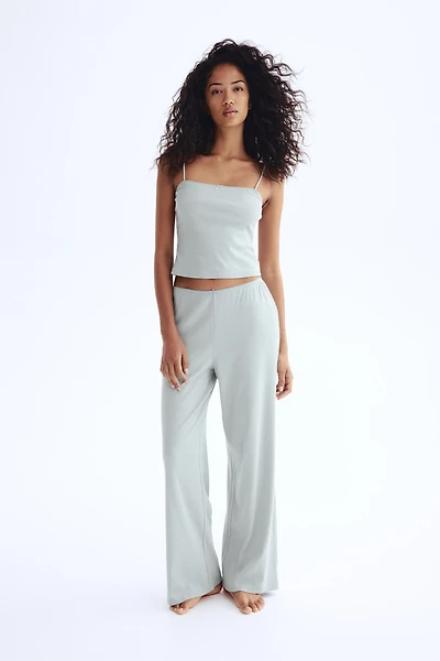 Picot-Trimmed Ribbed Pajamas