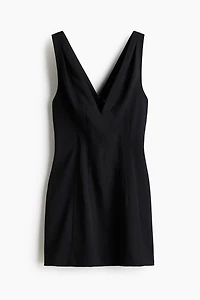 Defined-Waist V-Neck Dress