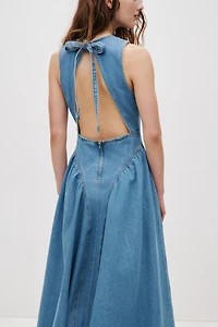 Open-Back Denim Dress