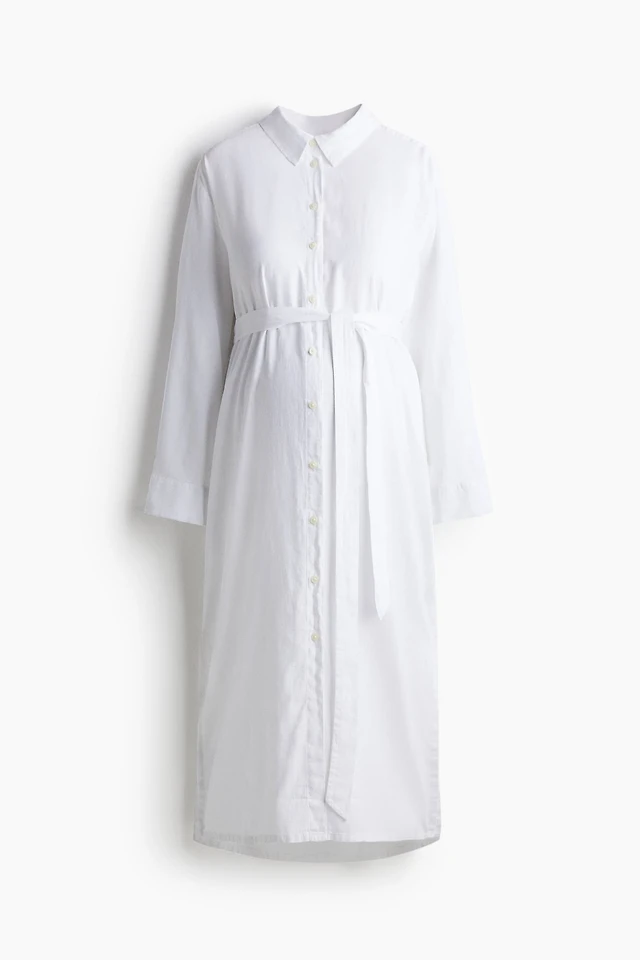 hm white shirt dress SHIRT DRESS with TAPERED WAIST H&M Limited