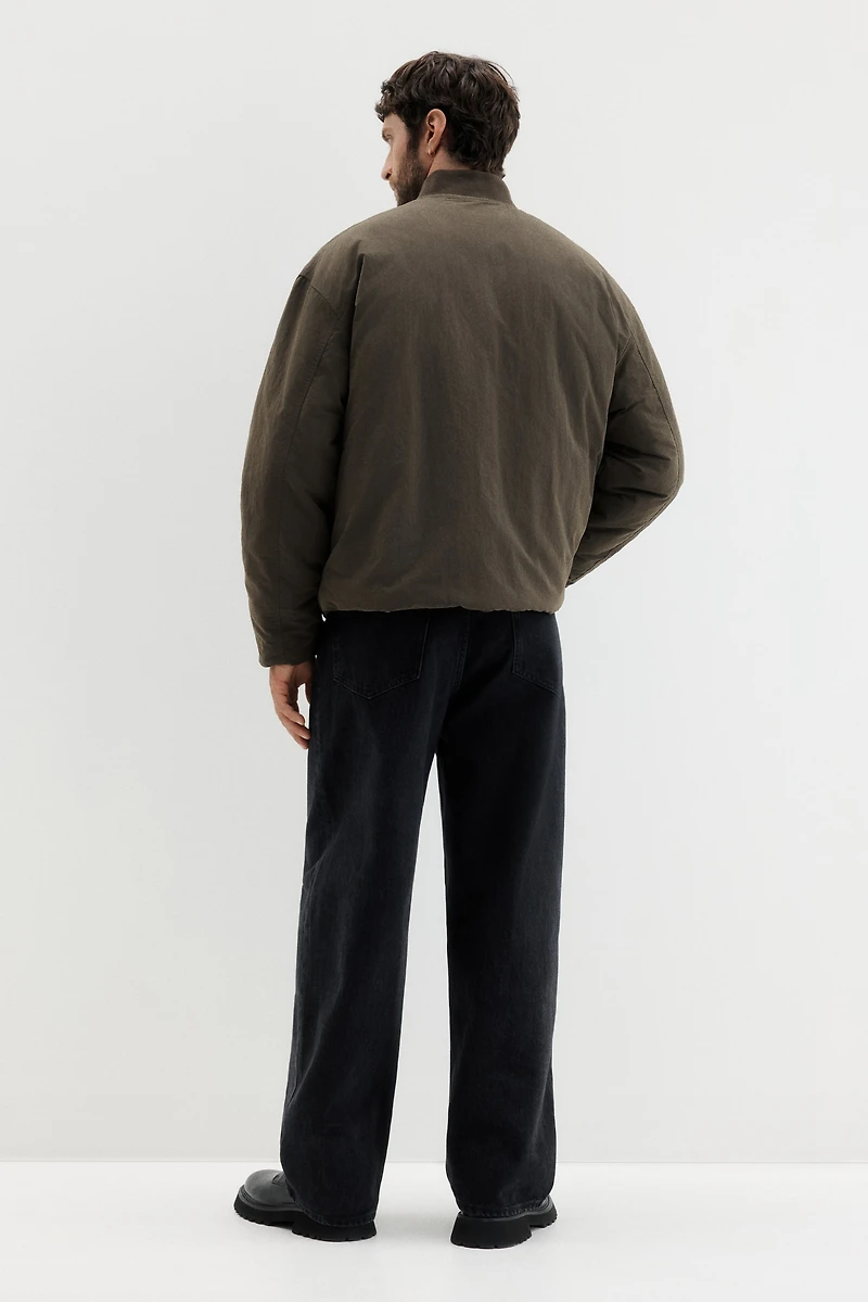 Loose-Fit Nylon Bomber Jacket