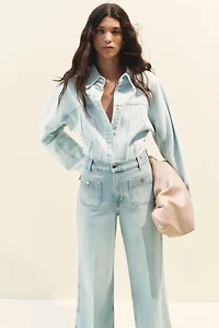 Jean ample taille haute à la cheville