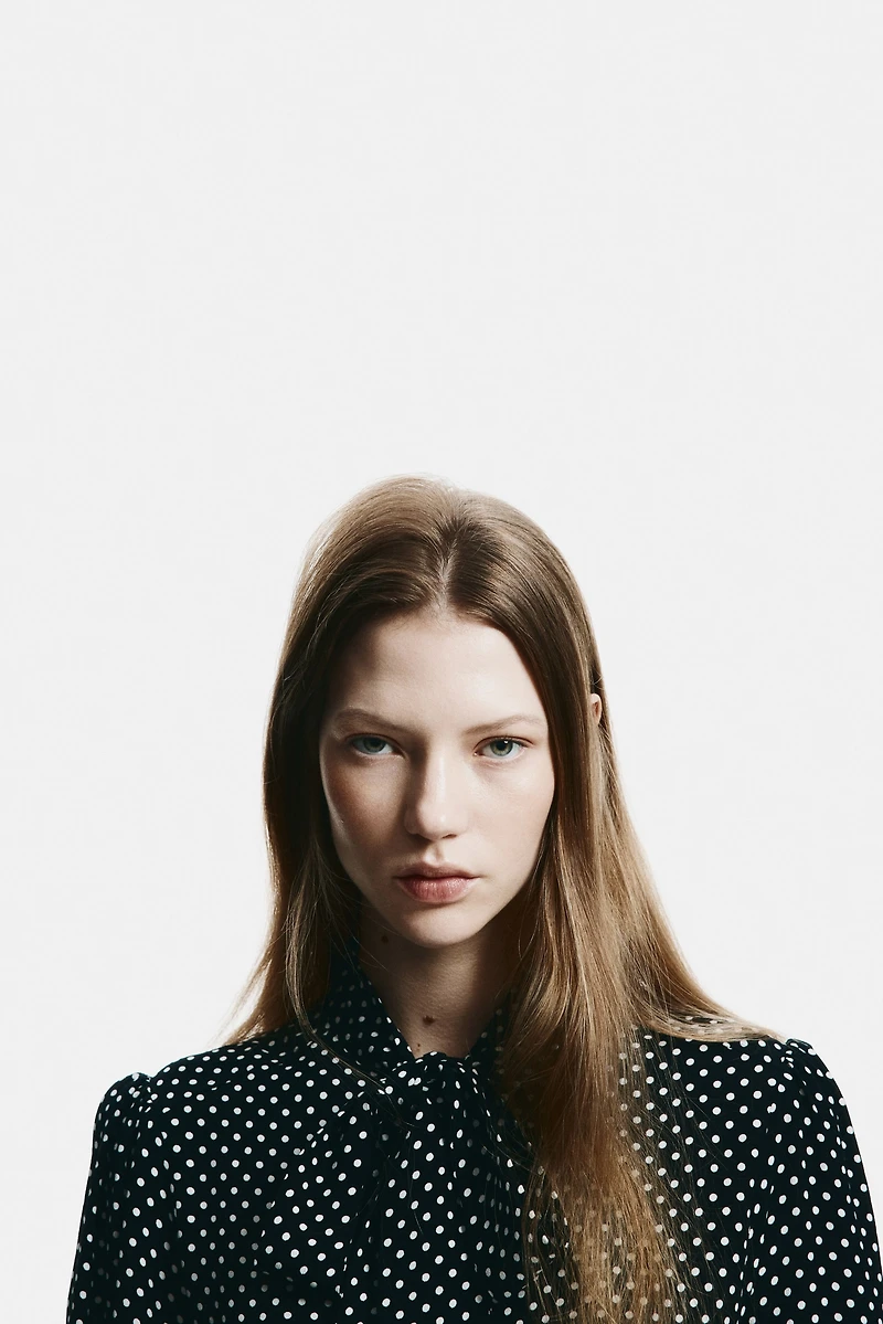 Bow-Collar Tunic Dress